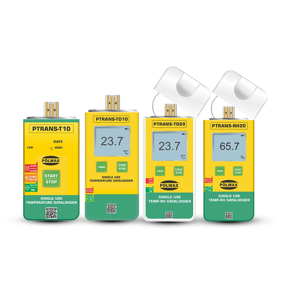 Polwax Single Use Data Logger for cold chain temperature monitoring during pharmaceutical and vaccine transportation